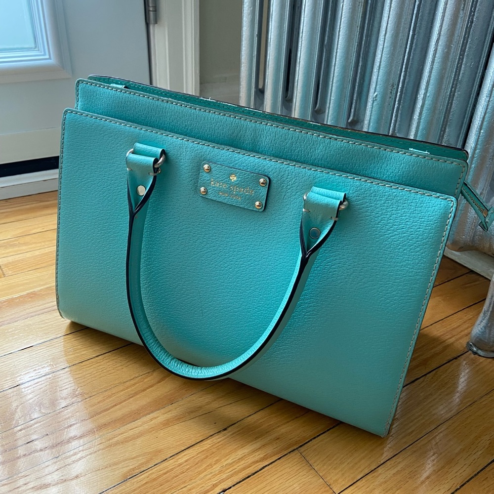 Kate Spade 12.5 inch teal handbag
